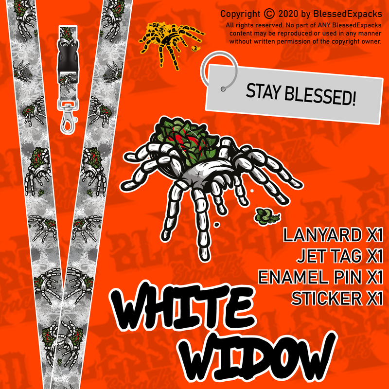 4pc White Widow Lanyard Keychain Kit